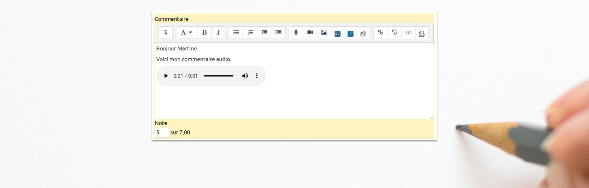 Rétroaction audio de l'enseignant