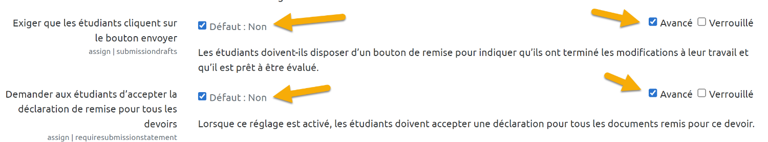réglages