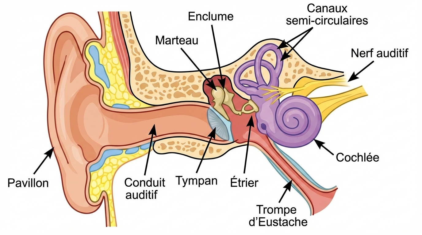 Schéma de l'oreille