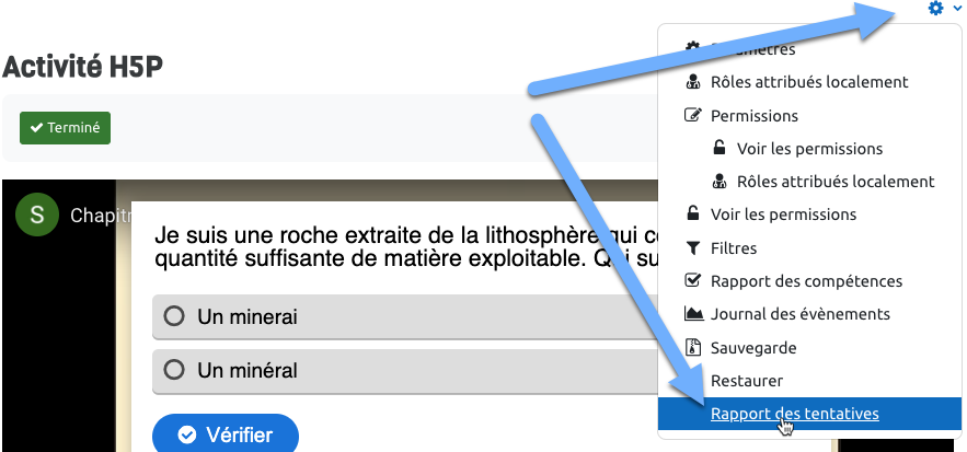 Étape pour accéder au rapport